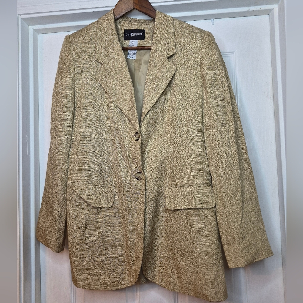 Sag Harbor Women's Gold Blazer Jacket Size 10